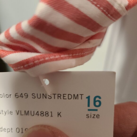 VTG NWT Liz Claiborne Button Blouse Candy Stripe Red White Sz 16 Sunstredmt - Picture 5 of 6